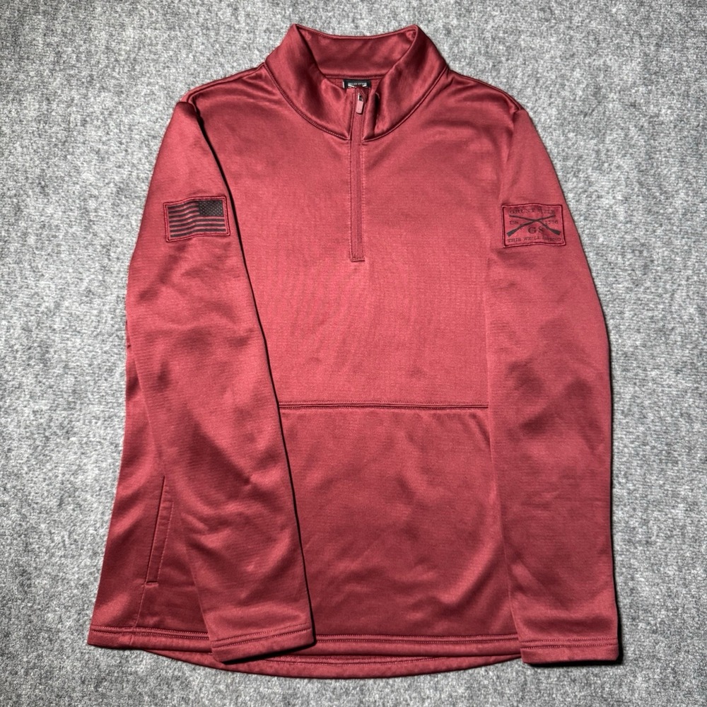 Grunt Style Quarter Zip Sweater Men Large Wicking Long Sleeve Waffle Top Red